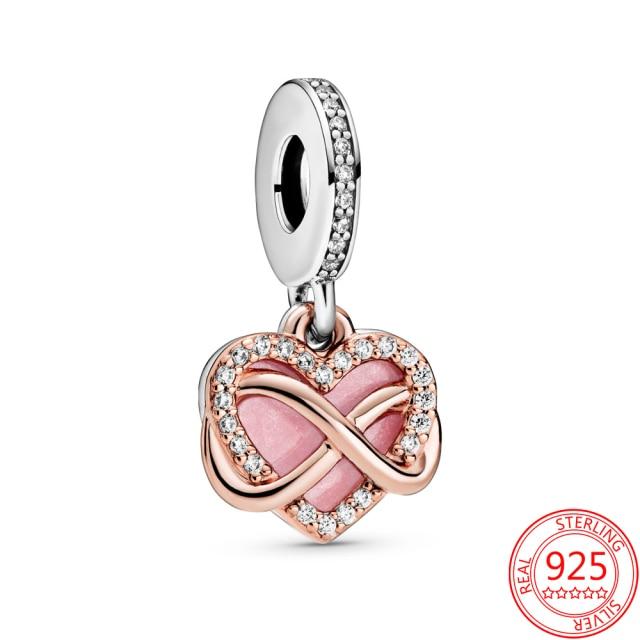 Authentischer S925 Silber Charms 925 Sterling Schöner rosa Herz-Kopfhörer-Charm passend für Armband und Halskette Mädchen Geschenk Schmuck von Joom DACH