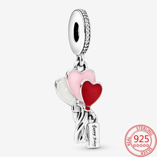 Authentischer S925 Silber Charms 925 Sterling Schöner rosa Herz-Kopfhörer-Charm passend für Armband und Halskette Mädchen Geschenk Schmuck von Joom DACH