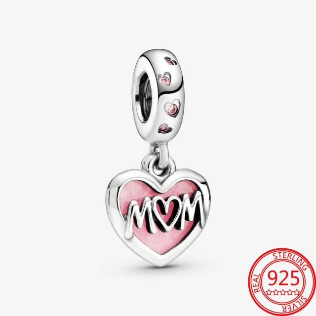 Authentischer S925 Silber Charms 925 Sterling Schöner rosa Herz-Kopfhörer-Charm passend für Armband und Halskette Mädchen Geschenk Schmuck von Joom DACH
