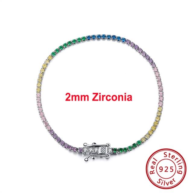 Authentisches 925 Sterling Silber Tennisarmband Klare Zirkonia Silber Armreif Mädchen Party Schmuck Handkette Sb61 18cm von Joom DACH