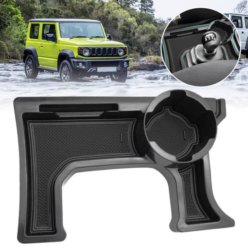 Auto Center Console AT MT Gangschaltung Aufbewahrungsbox Cup Organizer Fach für Suzuki Jimny 3 Türer 5 Türer 2019-2024 Verstauen Aufräumen schwarz von Joom DACH