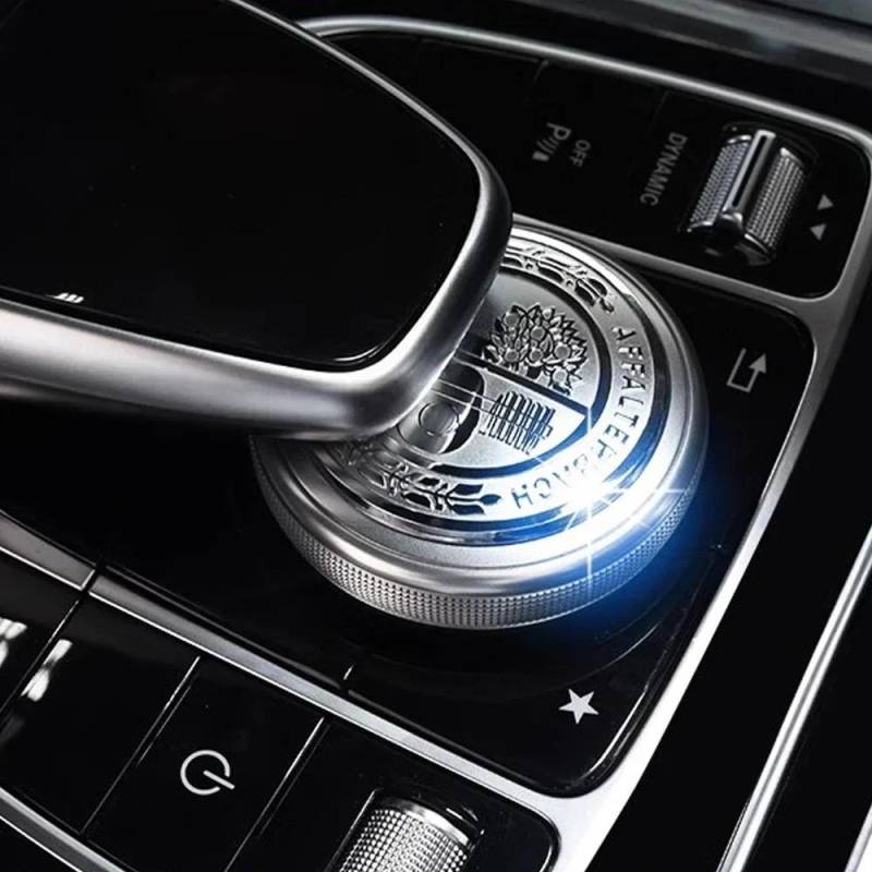 Auto-Innenraum-Multimedia-Aufkleber, 47 mm, Mausknopf, Mittelkonsole, Emblem, Abzeichen, Aufkleber für W212 W205, AFFALTERBACH-Aufkleber silber von Joom DACH