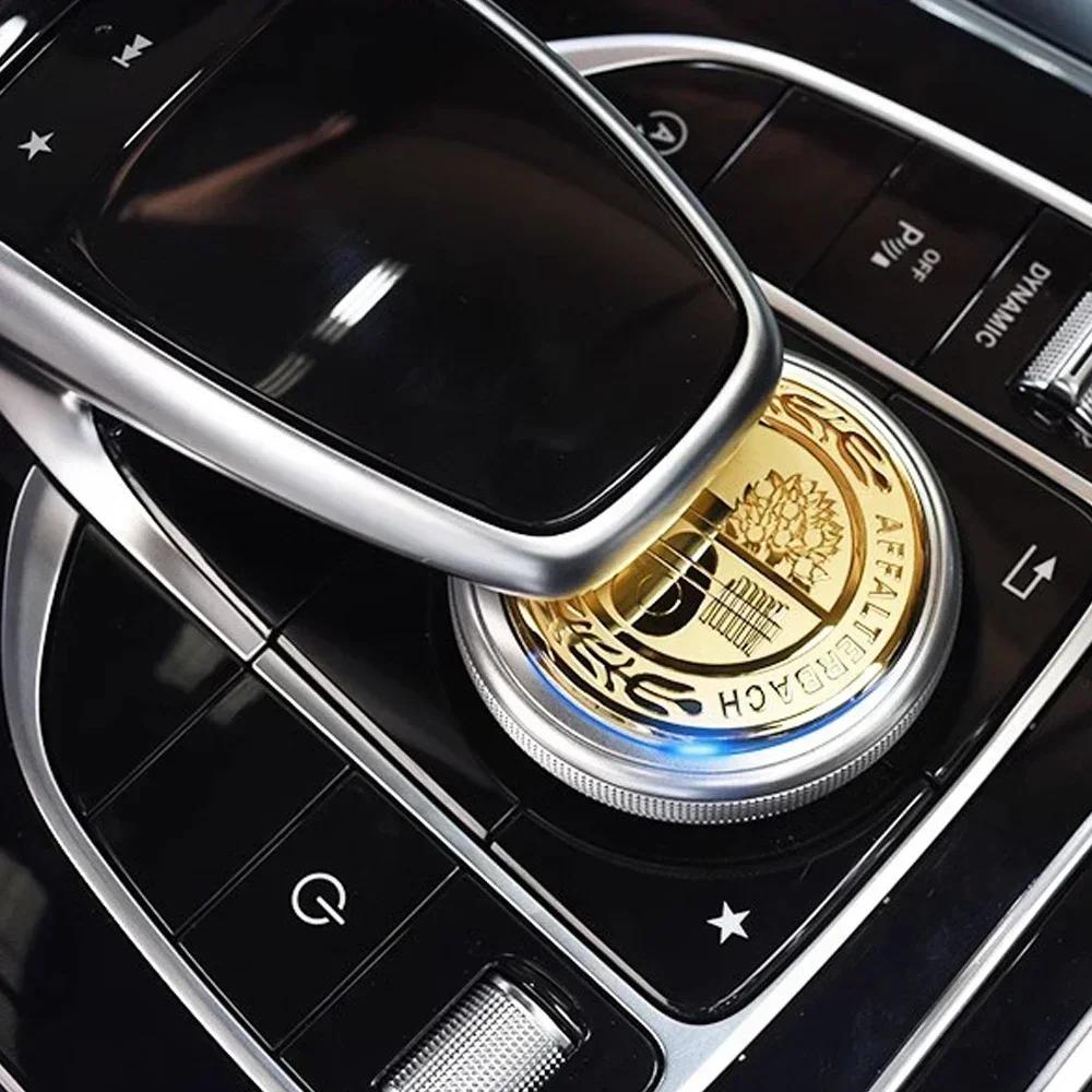 Auto-Innenraum-Multimedia-Aufkleber, 47 mm, Mausknopf, Mittelkonsole, Emblem, Abzeichen, Aufkleber für W212 W205, AFFALTERBACH-Aufkleber gold von Joom DACH