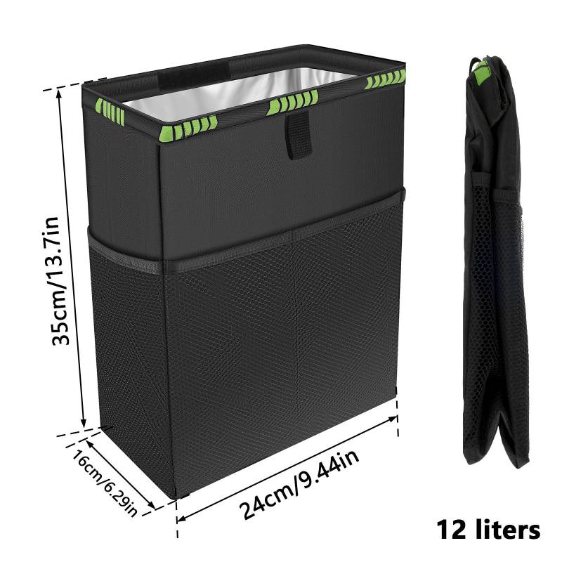 Auto-Mülleimer, praktischer Taschentuchhalter, auslaufsicherer Auto-Organizer, Aufbewahrungstasche, Mülleimer für den Rücksitz des Autos, mit verstellbarer Entriegelungsschnalle >3L schwarz von Joom DACH