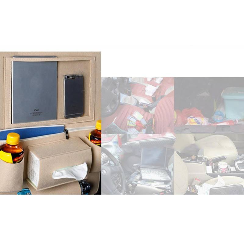 Auto-Rücksitz-Organizer, Vliesstoff, 40 x 55 cm, waschbar, universelle Rücksitz-Aufbewahrungstasche für Telefon von Joom DACH