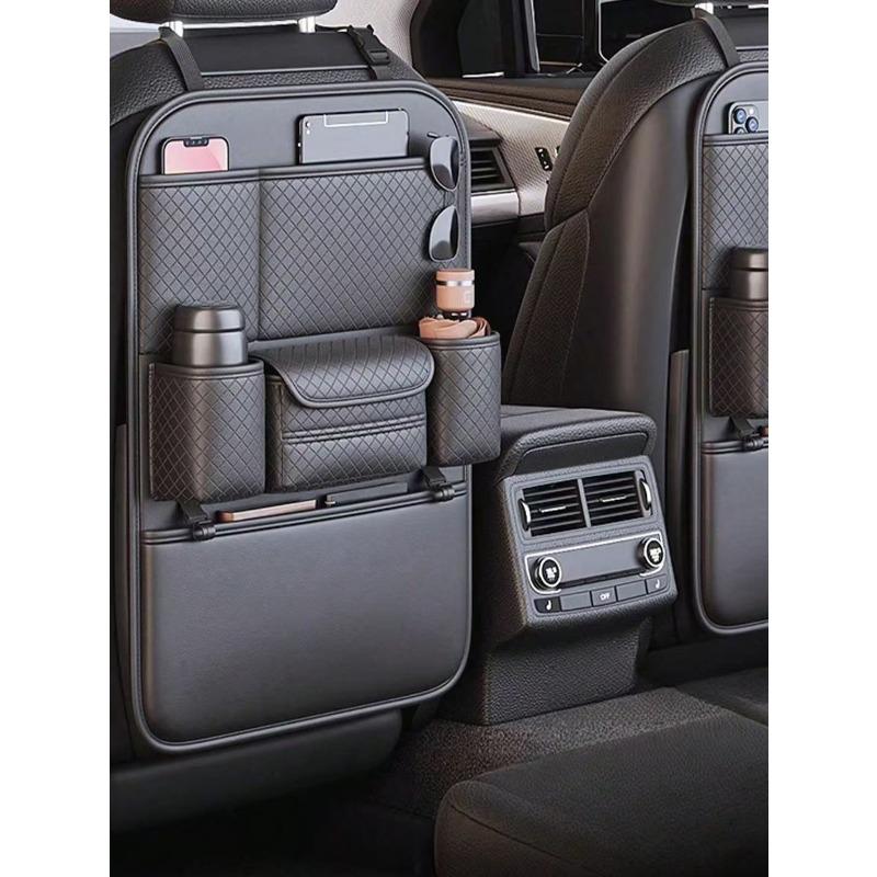 Auto Rücksitz Organizer mit klappbarem Tischtablett, Premium PU Leder Material, Kompatibel mit den meisten Fahrzeugen, Innenraumzubehör 61x42cm von Joom DACH