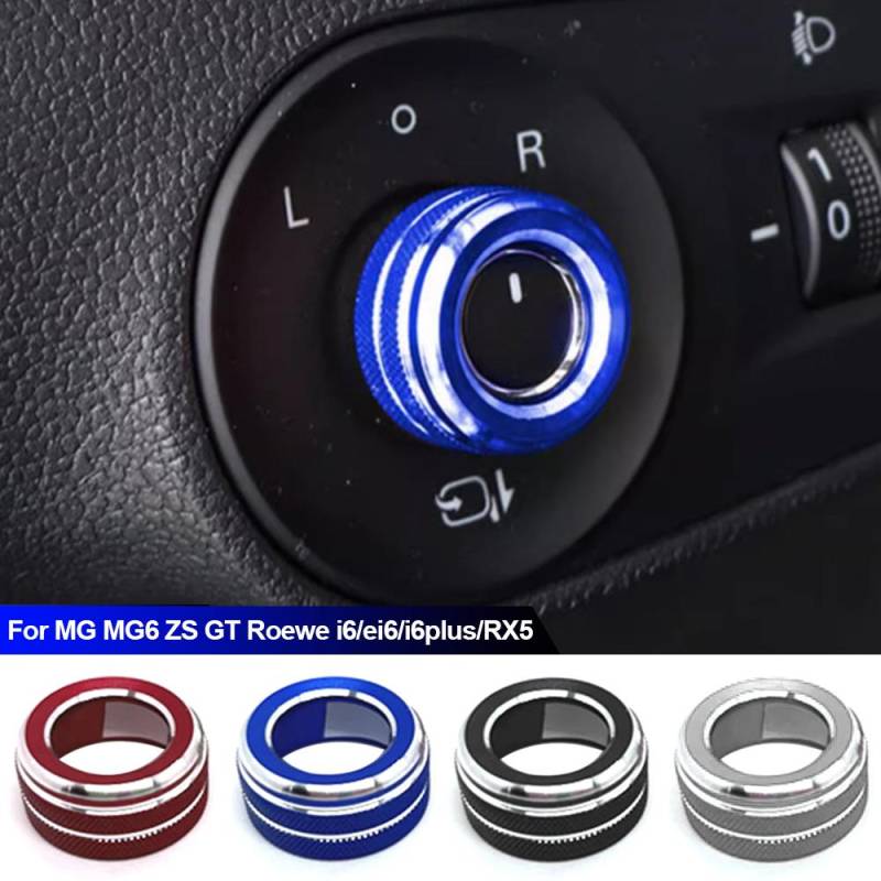 Auto Rückspiegel Knopf Zierabdeckung Drehschalter Dekoration Aluminiumlegierung Ringe Einstellung Für MG MG6 ZS GT Roewe i6/ei6/i6plus/RX5 rot von Joom DACH