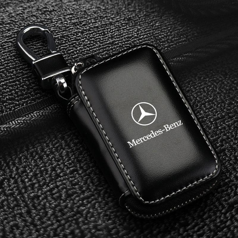 Auto Schlüsselanhänger Hüllen Herren Schlüsselhalter Echtes Leder Auto Schlüssel Geldbörsen Tasche Für Mercedes Benz AMG GLE GLS GLC CLA GLB ML C500 C200 C300 W204 W205 W212 W203 benz schwarz von Joom DACH