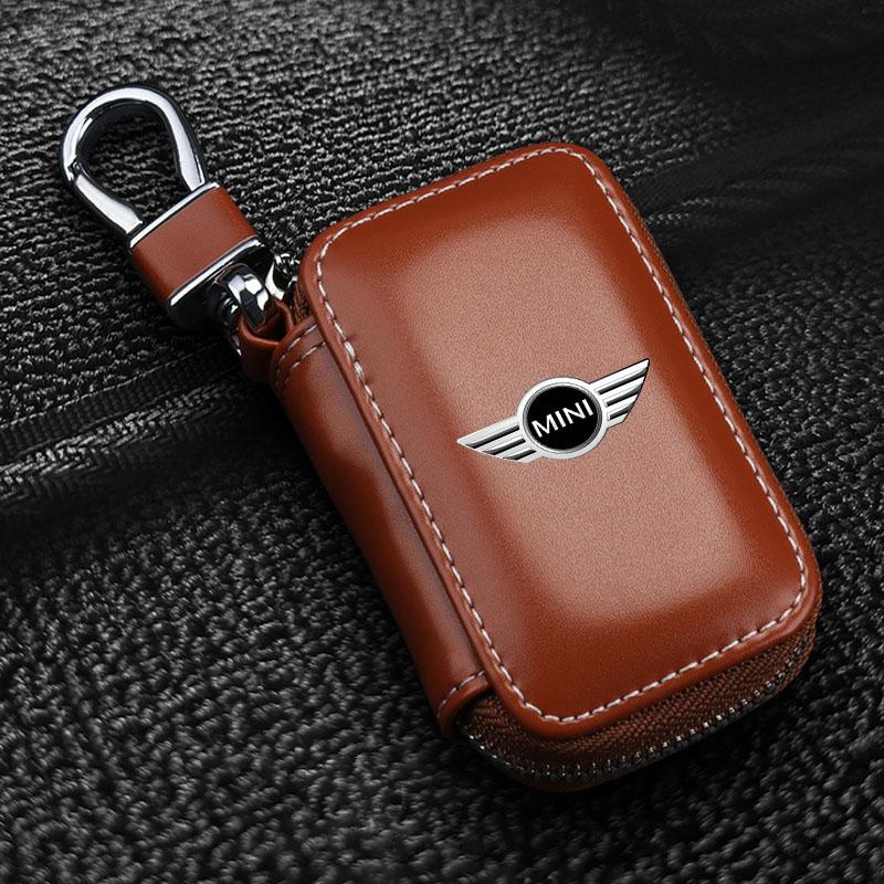 Auto Schlüsselhalter Etui Geldbörse Hausmeister Schlüsseletui Mini Kartenetui Für MINI Cooper R56 Kühlschrank 323 R56 F56 50 60 53 F56 Countryman braun von Joom DACH