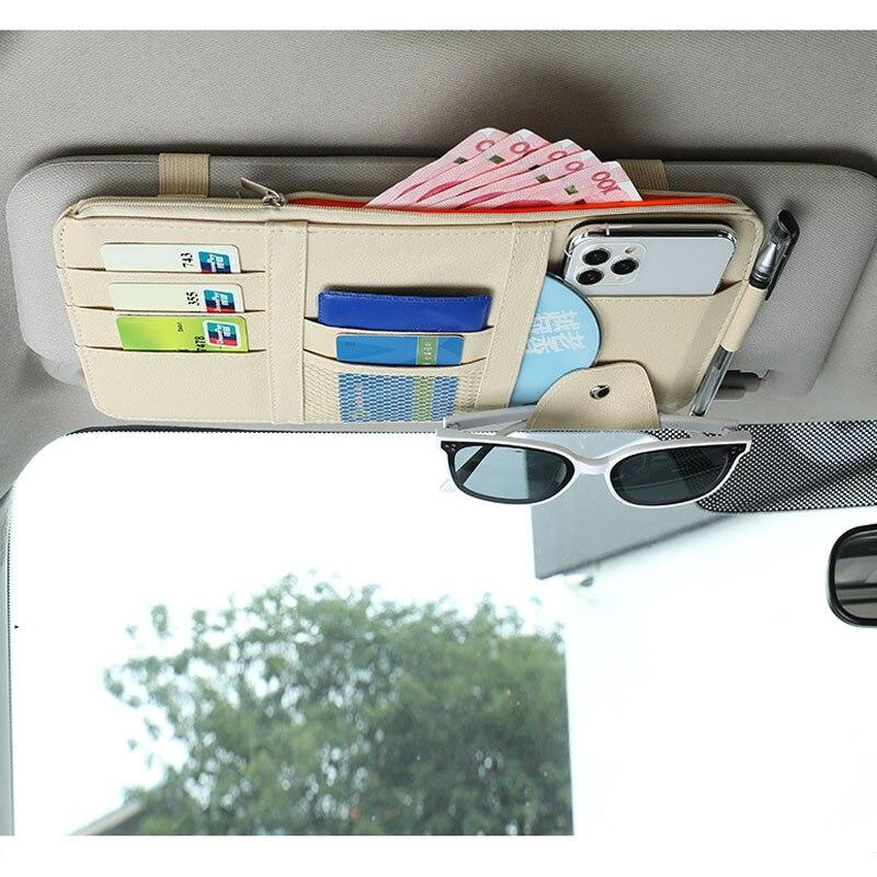 Auto-Sonnenblende-Aufbewahrungsbox, Geldschein, Stift, Kartenhalter, DVD-Organizer mit Sonnenbrillen-Clip, Verstauen, Aufräumen, Autozubehör beige von Joom DACH
