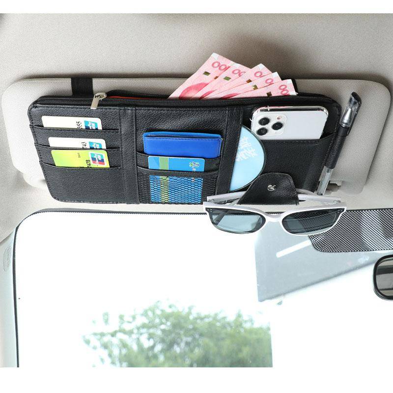 Auto-Sonnenblende-Aufbewahrungsbox, Geldschein, Stift, Kartenhalter, DVD-Organizer mit Sonnenbrillen-Clip, Verstauen, Aufräumen, Autozubehör schwarz von Joom DACH