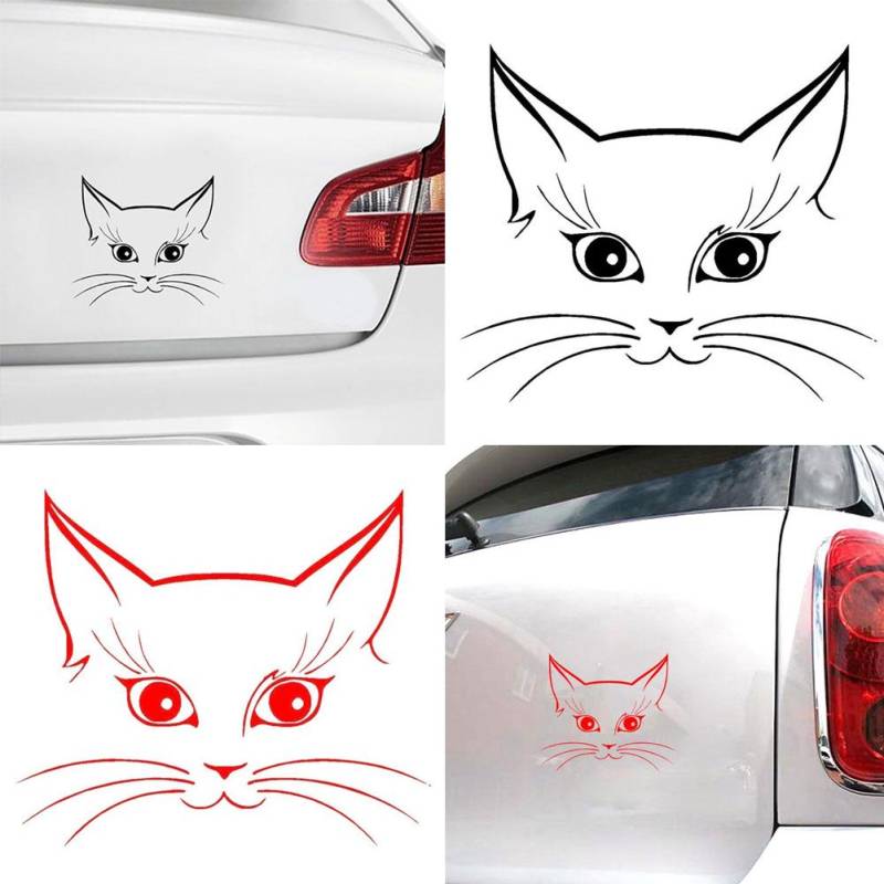 Auto-Styling Body Cat Cute Head Vehicle Window Decals Reflektierende Aufkleber Dekor rot von Joom DACH