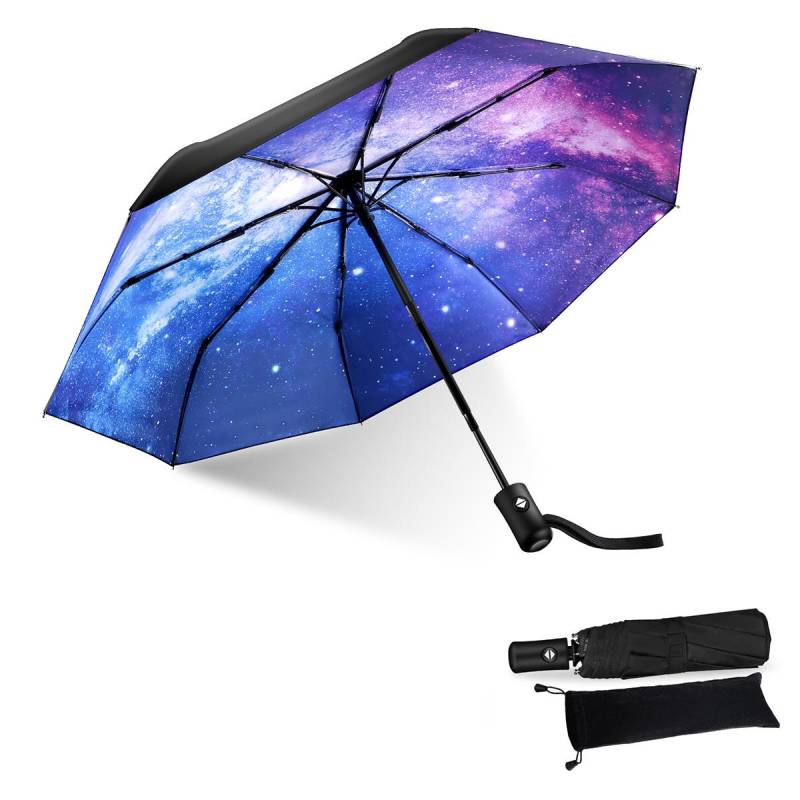 Automatik 8 Rippen Winddicht Automatik Regenschirm Sternenhimmel Retro Herren Faltbar Reise Weiblich Schwarz UV Schutz Beschichtung Regenschirm von Joom DACH
