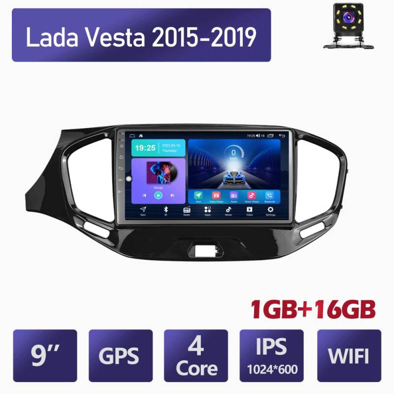 Autoradio für Lada Vesta 2015-2019, 2 Din, Auto-Multimedia-Player, Android Auto, Auto-Stereoanlage, 1 + 16 GB von Joom DACH