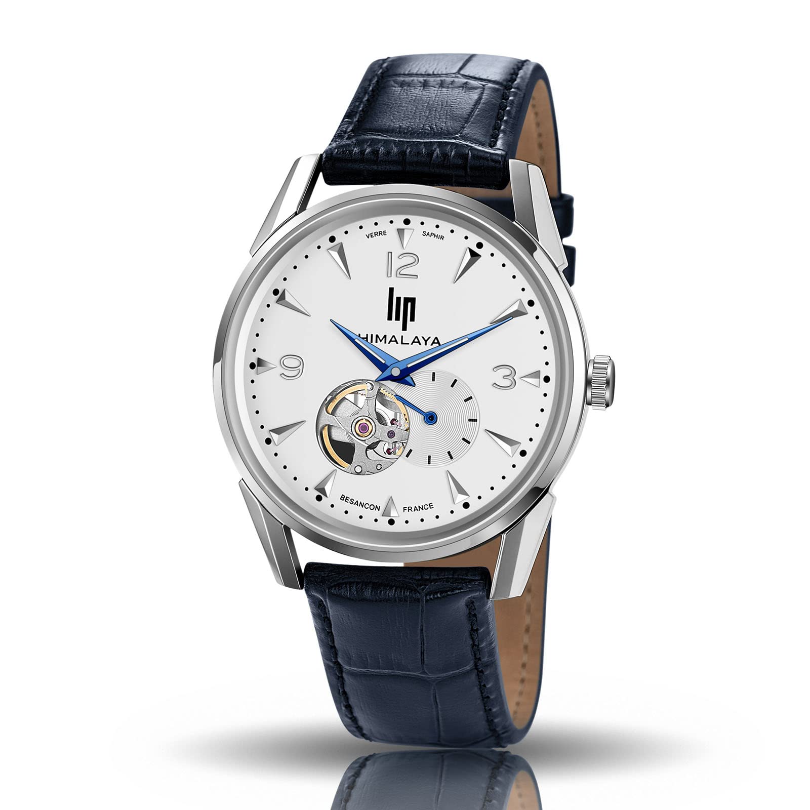 Autorisierter Distributor Lip Uhr lip671255 Himalaya 40MM Beating Heart Automatic Silber Krokodil Dunkelblau Leder [LIP] Herren von Joom DACH