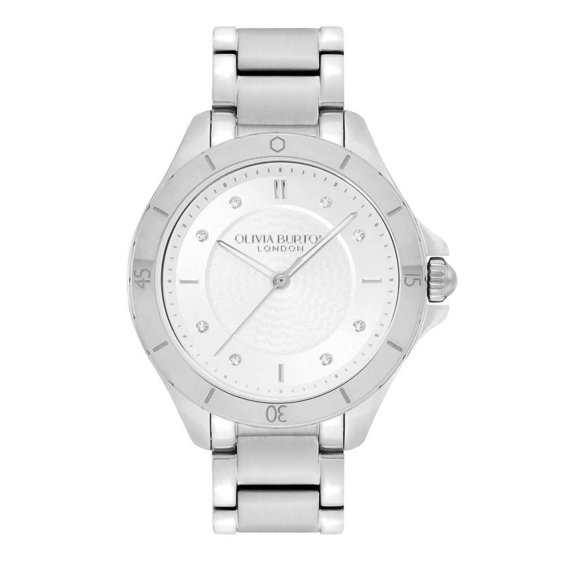 Autorisierter Händler Olivia Burton Uhr Damen ob24000039 Sports Luxe 36mm Guilloche Metallic Weiß Silber Armbanduhr [OLIVIA BURTON] & von Joom DACH