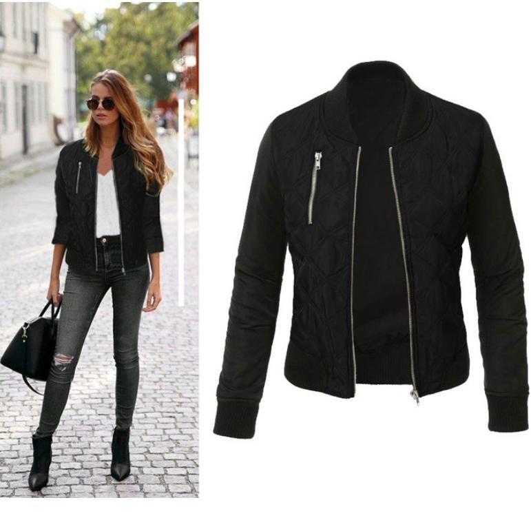Autum Winter Damen Basic Reißverschluss Steppjacke Mantel XXXL schwarz von Joom DACH