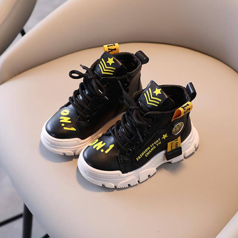 Autum Winter Kinder Casual Stiefeletten Herbst Martin Stiefel Jungen Casual Schuhe Mode Weiche Anti Slip Kinder Stiefel 30 schwarz von Joom DACH