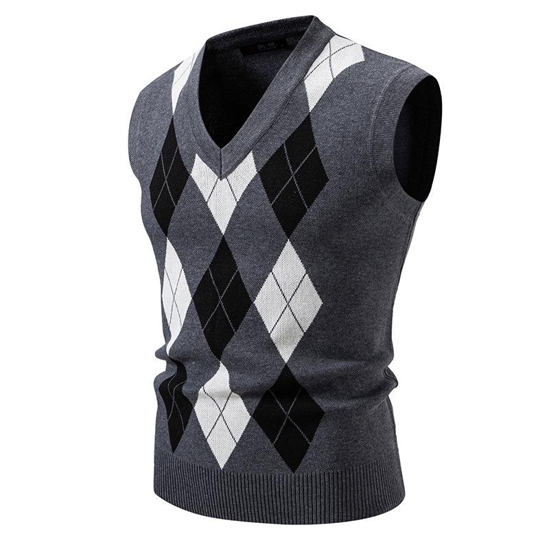 Herbst Herren Strickweste V-Ausschnitt Ärmellos Lässig Slim Fit Pullover Strickpullover Outdoor Streetwear Lässige Tanktops XXL von Joom DACH