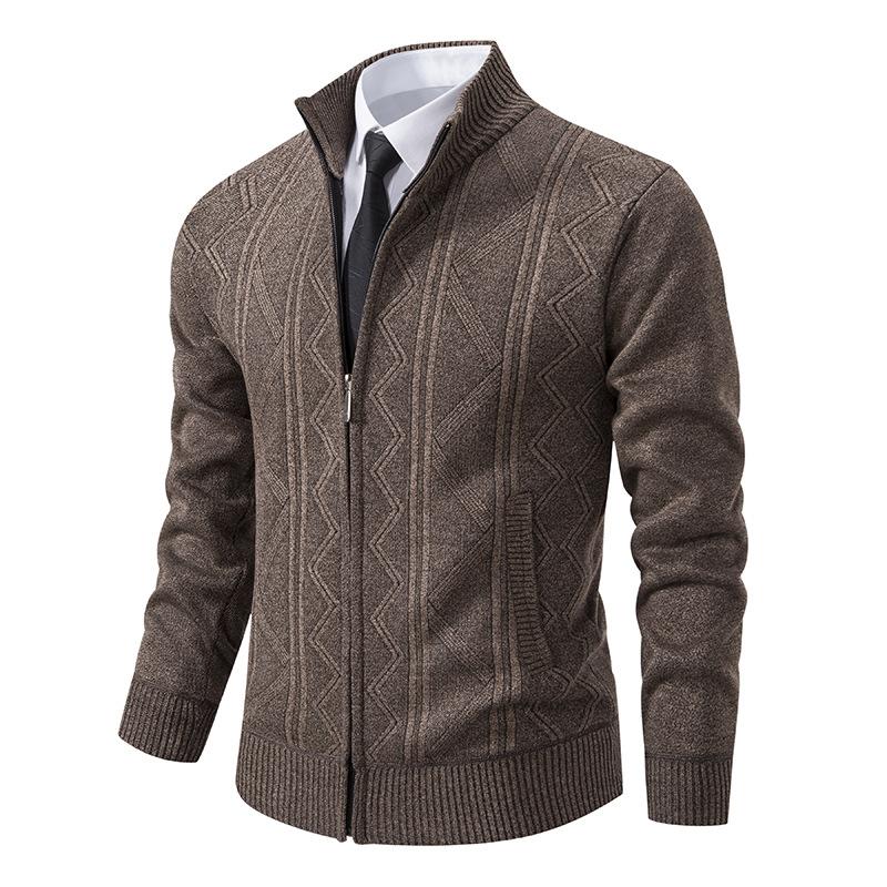 Herbst Winter Kaschmir Gepolstert Warm Lässig Herren Strickpullover Mantel Herrenmode Pullover Pullover Reißverschluss Stehkragen Lässig Dicke Strickjacke Jacke XXXL von Joom DACH