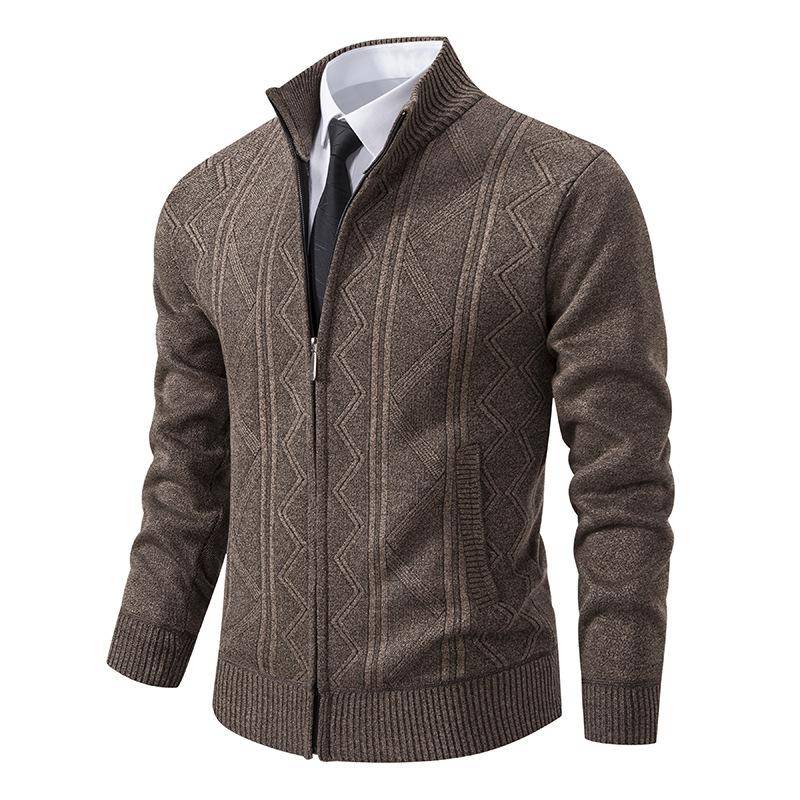 Herbst Winter Kaschmir Gepolstert Warm Lässig Herren Strickpullover Mantel Herrenmode Pullover Pullover Reißverschluss Stehkragen Lässig Dicke Strickjacke Jacke XXXL von Joom DACH