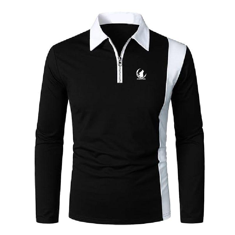 Herbst Winter Herren Kleidung Langarm Reißverschluss Poloshirt Herren Mode Spell Color Golf Polo Tops 100% Polyester Mittlere Elastizität Sportoberteile L von Joom DACH