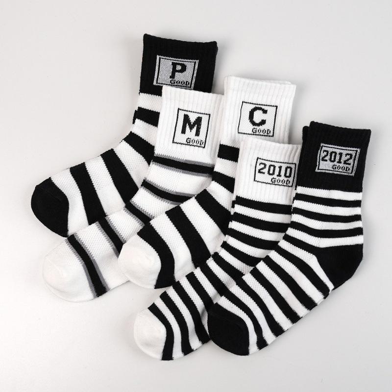 Gestreifte Kinder-Crew-Socken für Herbst-Winter: Trendige, warme Sportsocken für Jungen und Mädchen XL weiß von Joom DACH