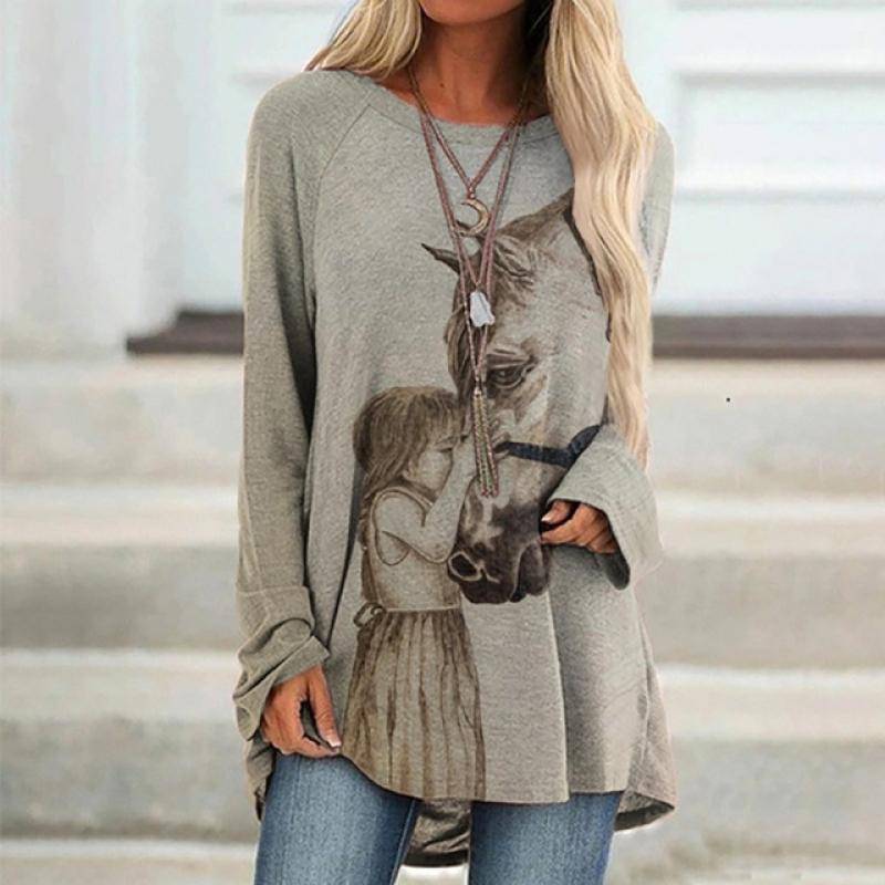 Azteken-T-Shirt im ethnischen Stil mit Wolf-Motiv, Geometrie, 3D-Druck, langärmelig, übergroß, Streetwear, Damen-Tunika, Tees, Tops, Kleidung 6XL von Joom DACH