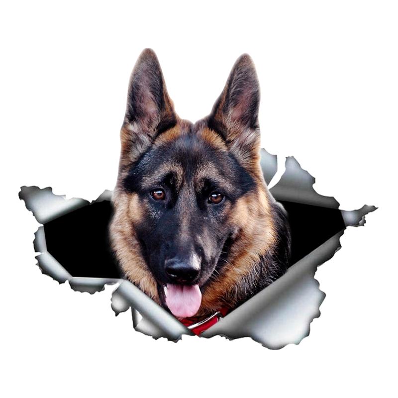 B0138 # 13 cm/17 cm/26 cm/30 cm Selbstklebender 3D-Aufkleber Deutscher Schäferhund Haustier Hund Autoaufkleber Wasserdicht Auto Dekore auf Stoßstange Heckscheibe Loptop Width 13cm von Joom DACH