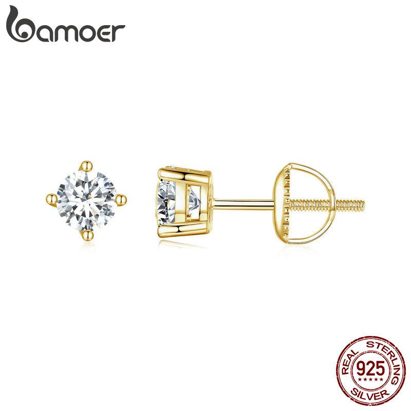 BAMOER 1CT D Farbe VVS1 EX Moissanit 925 Sterling Silber Ohrstecker, brillanter runder Labordiamant, platinierte Ohrringe für Damen MSE003-SB gold von Joom DACH