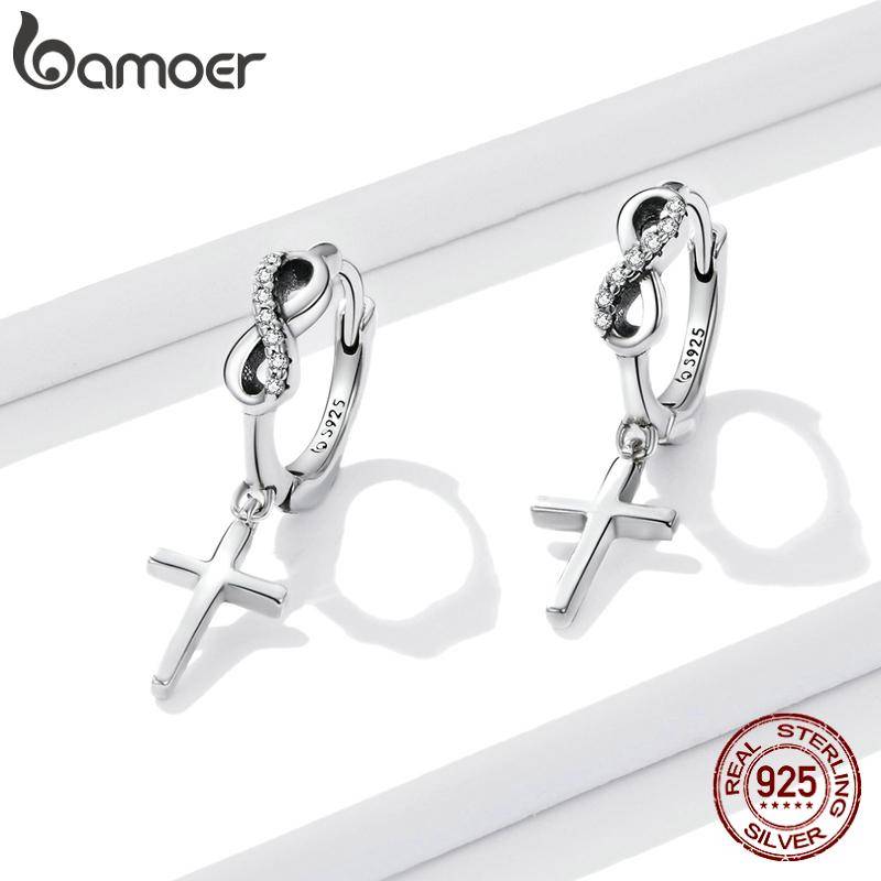 BAMOER 925 Sterling Silber Vintage Persönlichkeit Kreative Kreuz Ohrringe Liebe Ohrringe für Frauen Aussage Edlen Schmuck 925 silver von Joom DACH