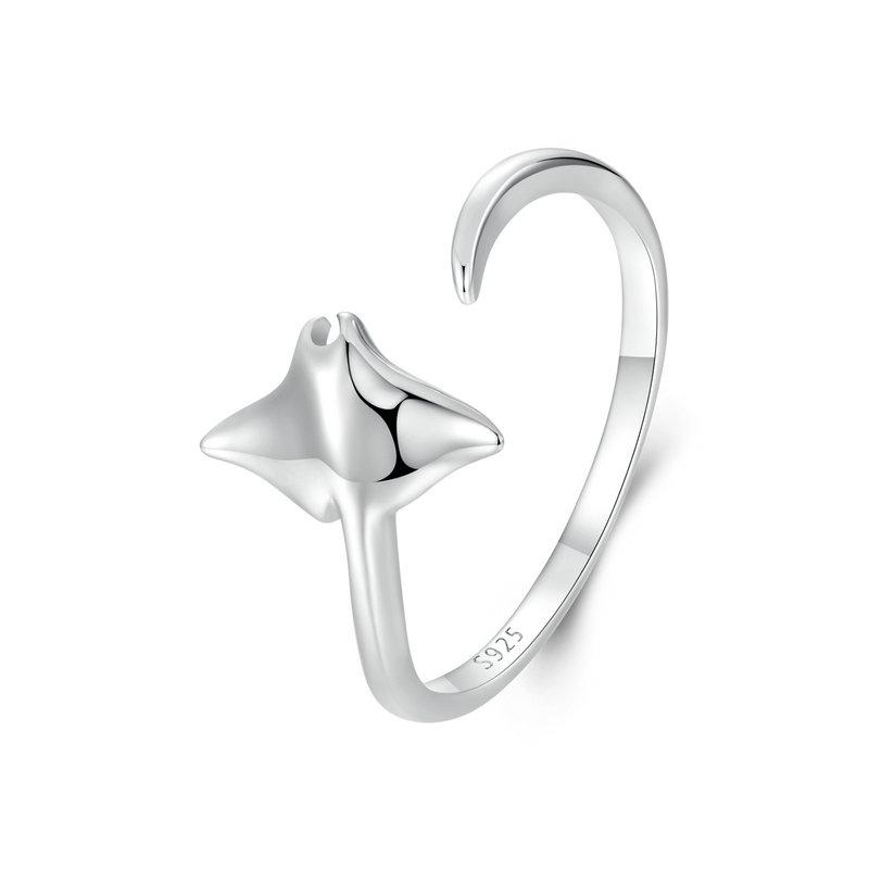 BAMOER 925 Sterling Silber Vivid Manta Offener Ring Meerestier Verstellbarer Ring für Frauen Statement Ring Schmuck Geschenk SCR1037-E von Joom DACH