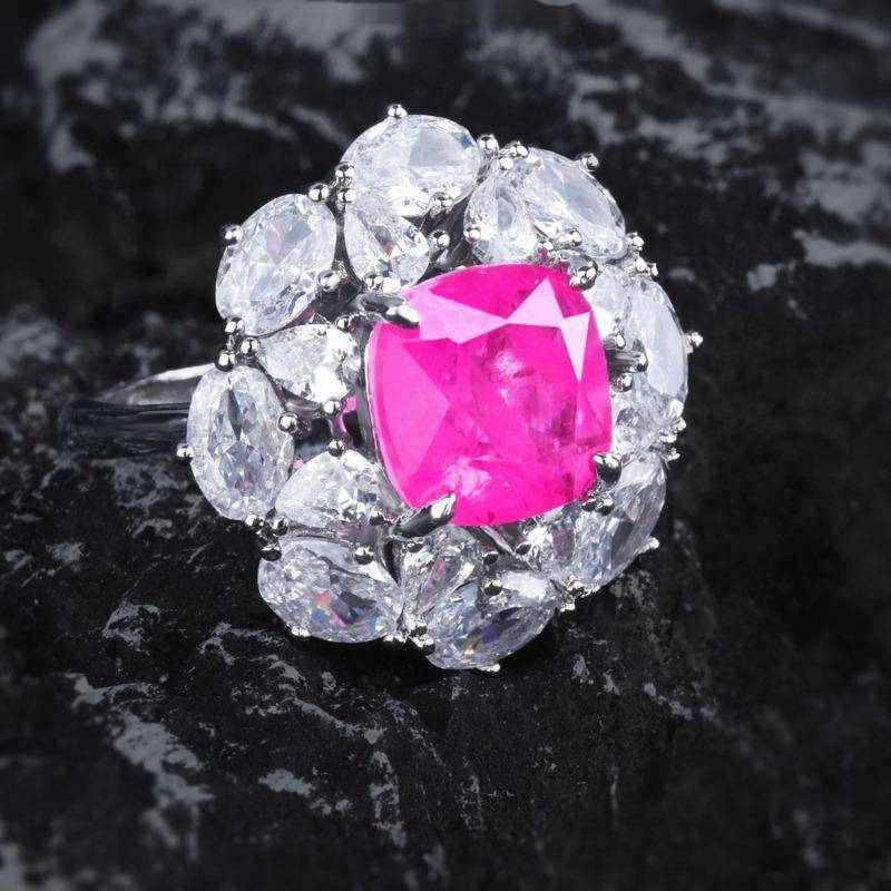 BELLA BOX Luxus Schwerindustrie Zirkon Imitation Naturbaumwolle Rubin Farbe Ring Geeignet Für Damen Hochzeit Bankett High-End Schmuck No.2 rot von Joom DACH