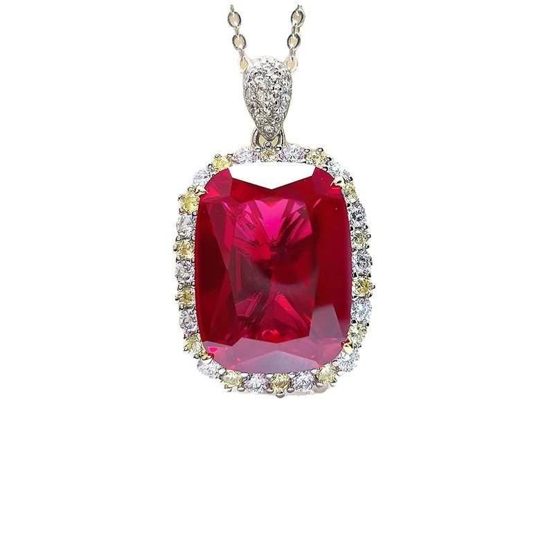 BELLA BOX Luxuriöses Temperament Taubenblutrot Halskette Anhänger, Damen Farb-Schatz-Set, Roter Korund Ring, Rote Diamant-Ohrringe, Damen No.1 rot von Joom DACH