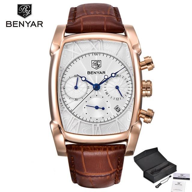 BENYAR Männer Uhren Chronograph Quarz-uhr Leder Armee Männliche Uhr Relogio Masculino von Joom DACH