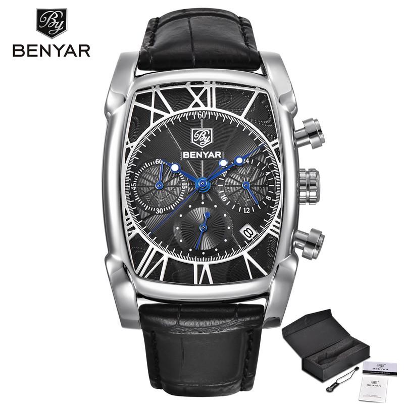 BENYAR Männer Uhren Chronograph Quarz-uhr Leder Armee Männliche Uhr Relogio Masculino von Joom DACH