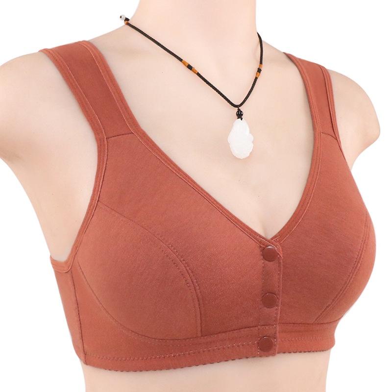 BH mit vorderer Schnalle für Damen, weicher Baumwoll-BH, kabelloser BH in Übergröße 44/100 orange von Joom DACH