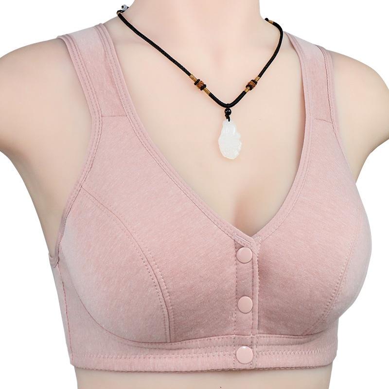 BH mit vorderer Schnalle für Damen, weicher Baumwoll-BH, kabelloser BH in Übergröße 46/105 dunkel rosa von Joom DACH