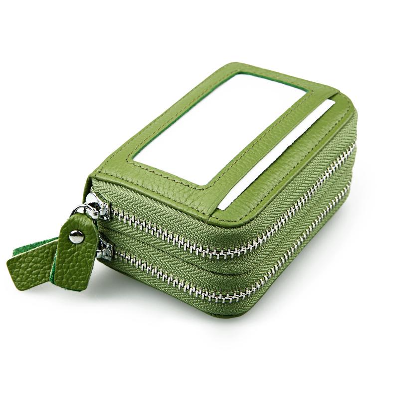 BISON DENIM Mode Frauen Echtes Leder Kreditkarte Halter Geldbörse Große Kapazität Doppel-reißverschluss Weiblichen Brieftasche grün von Joom DACH