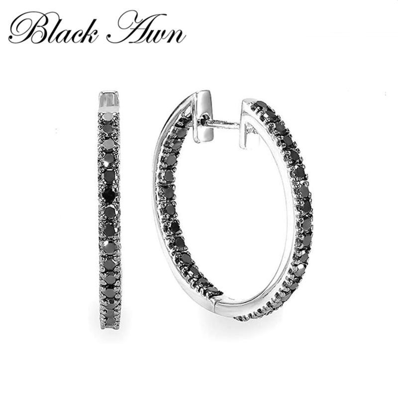 BLACK AWN Exquisite Creolen mit schwarzem Stein, Ohrringe für Damen, Creolen-Schmuck von Joom DACH