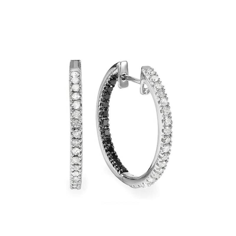 BLACK AWN Exquisite Creolen mit schwarzem Stein, Ohrringe für Damen, Creolen-Schmuck von Joom DACH