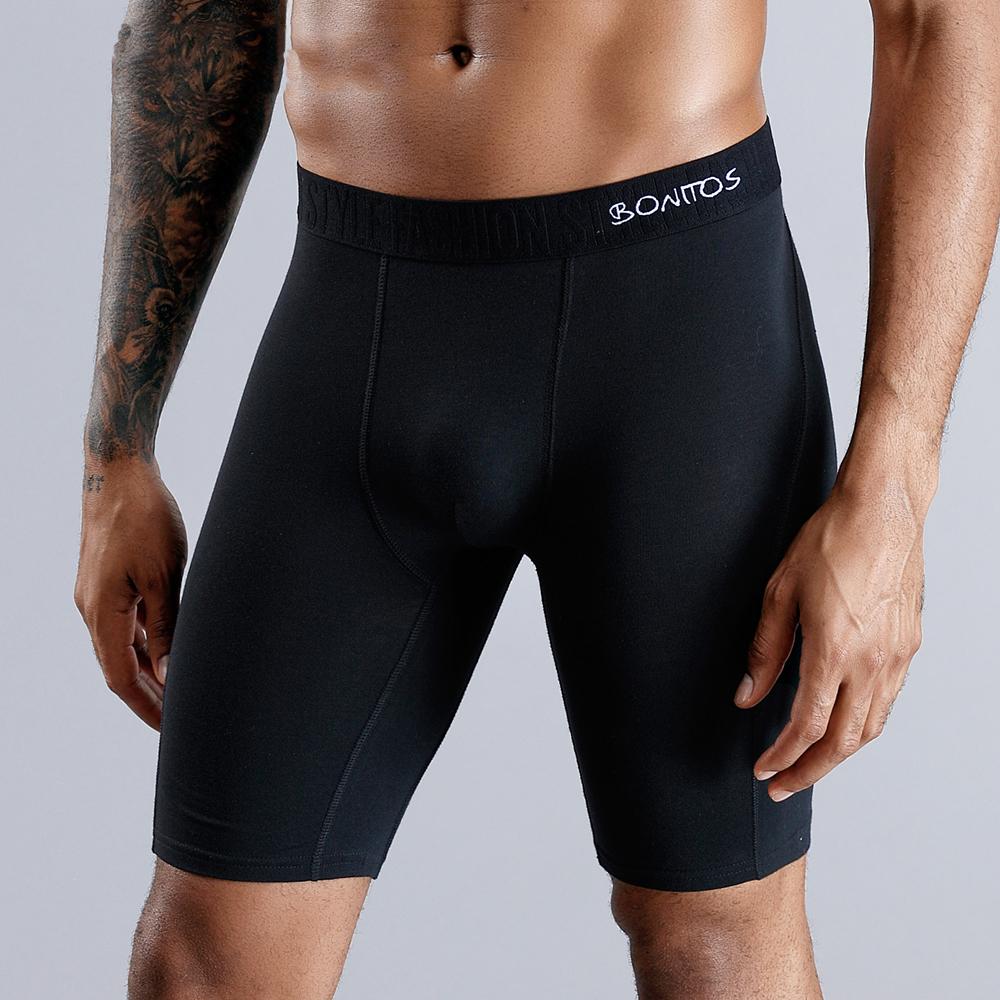 BONITOS 1Pcs Lange männer Unterhosen Baumwolle Männer Boxer Bequeme Unterwäsche Für Mann Einfarbig L schwarz von Joom DACH