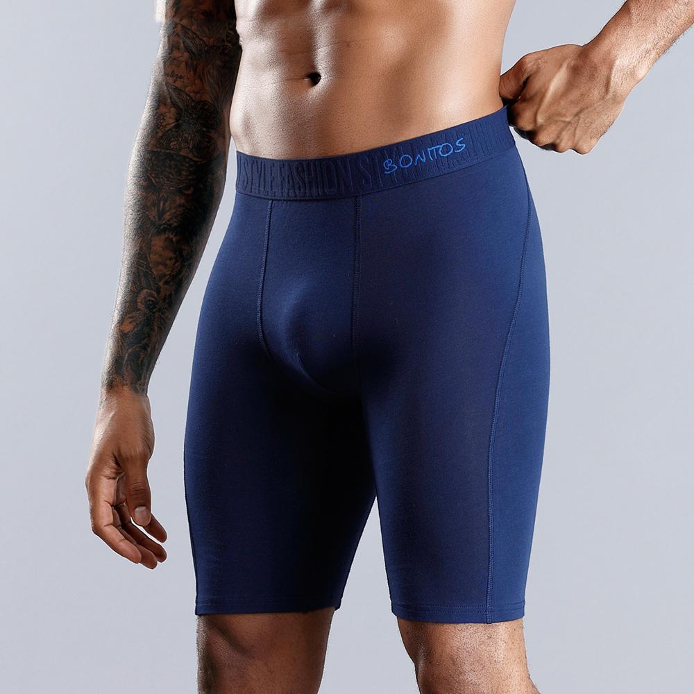 BONITOS 1Pcs Lange männer Unterhosen Baumwolle Männer Boxer Bequeme Unterwäsche Für Mann Einfarbig M dunkelblaue von Joom DACH