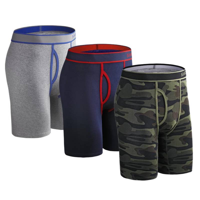 BONITOS 3-teilige bedruckte lange Boxershorts aus Baumwolle für Herren, bequeme Herren-Unterhose M von Joom DACH