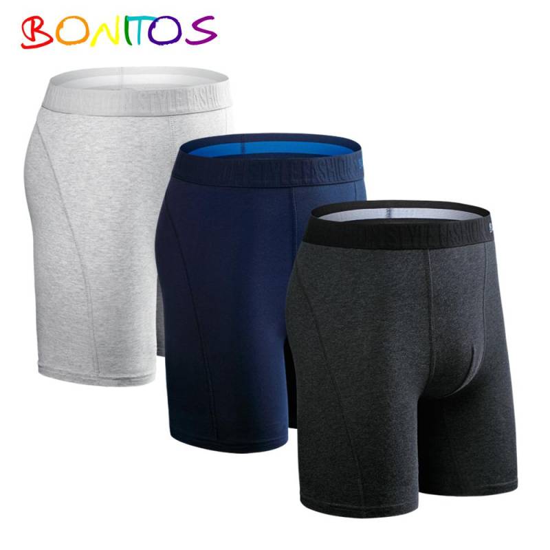 BONITOS 3-teilige lange, einfarbige Herren-Unterhose, Baumwoll-Boxershorts, bequeme Herren-Unterwäsche XL von Joom DACH