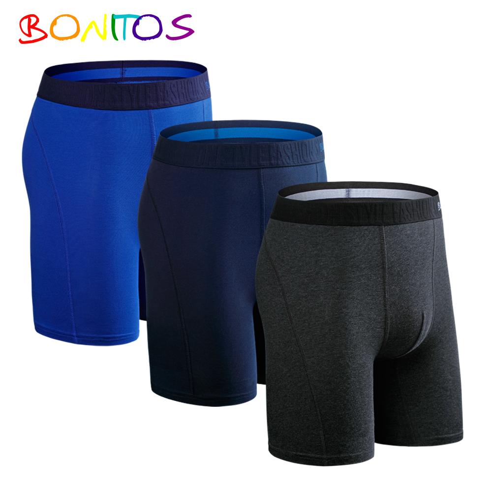 BONITOS 3-teilige lange, einfarbige Herren-Unterhose, Baumwoll-Boxershorts, bequeme Herren-Unterwäsche XXL von Joom DACH