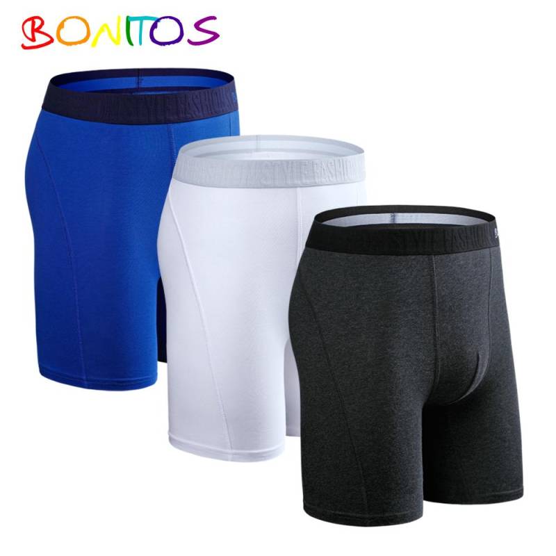 BONITOS 3-teilige lange, einfarbige Herren-Unterhose, Baumwoll-Boxershorts, bequeme Herren-Unterwäsche XXL von Joom DACH