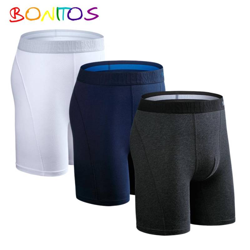 BONITOS 3-teilige lange, einfarbige Herren-Unterhose, Baumwoll-Boxershorts, bequeme Herren-Unterwäsche XXL von Joom DACH