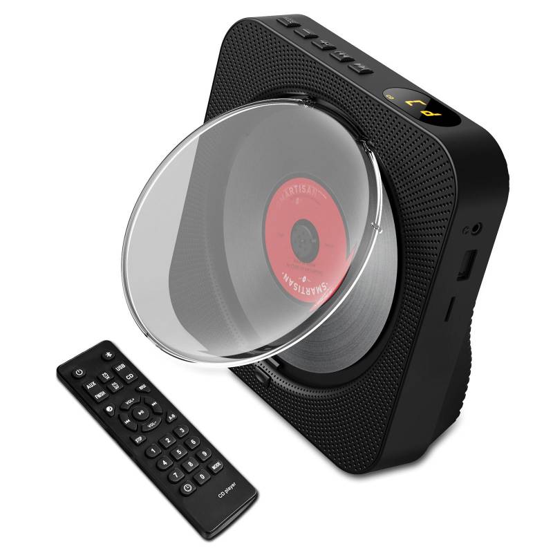 BT5.1 CD-Player, tragbarer Musik-Player, FM-Radio, Desktop-CD-Läufer mit staubdichter Abdeckung, LED-Anzeige, 6 EU Plug schwarz von Joom DACH