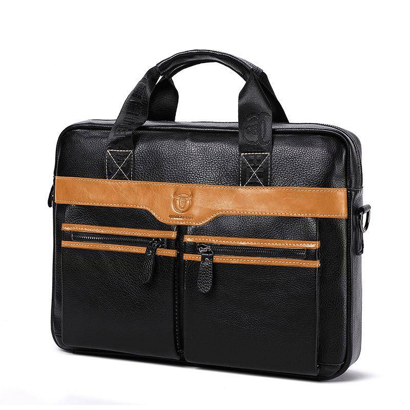 BULLCAPTAIN Herrentasche Echtleder Herren Aktentasche für Laptop Messenger Herren Ledertasche Business Portfolio für Dokument A4 von Joom DACH